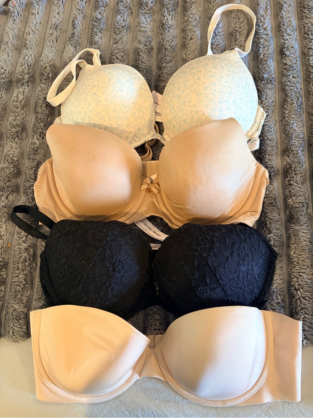 Victoria's Secret Bra Bundle - Navy, Black, Nude, Light Blue Floral, Cream